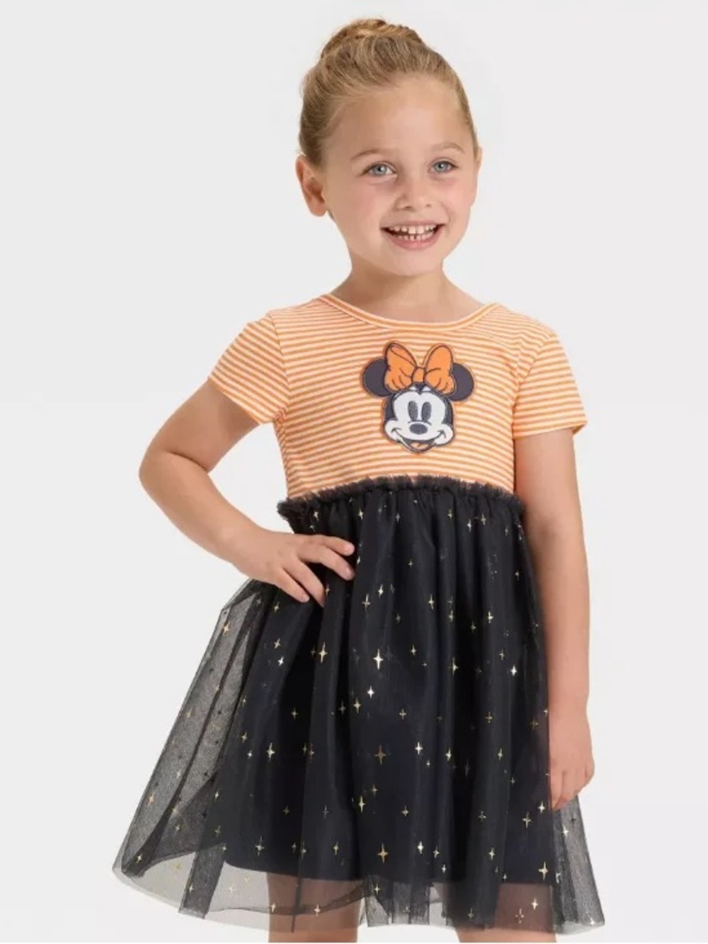 Toddler Girls' Disney Minnie Mouse Halloween Tulle Dress - Orange/Black, 5T